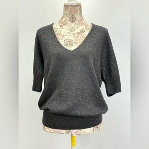 LACOSTE Charcoal gray with silver shimmer threads V-Neck Sweater size M